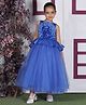 Toy Balloon Kids Net woven  Embellished  Applique Detailed  Full Length Party Wear Dress Gown-Blue
