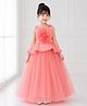 Toy Balloon Kids Net Woven  Sleeveless Floral Applique Detailed Gown - Peach