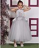 Toy Balloon Kids Net Woven Sleeveless Floral Applique Detailed Gown - Light Grey