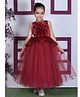 Toy Balloon Kids Knit Sleeveless Floral Applique Detailed Gown - Maroon