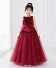 Toy Balloon Kids Knit Sleeveless Floral Applique Detailed Gown - Maroon