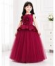 Toy Balloon Kids Knit Sleeveless Floral Applique Detailed Gown - Fuschia Pink