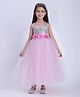 Toy Balloon Kids Satin Knit Sleeveless Shimmer & Floral Applique Detailed Gown - Light Pink
