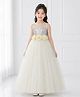 Toy Balloon Kids Satin Knit Sleeveless Shimmer & Floral Applique Detailed Gown - Lemon Yellow