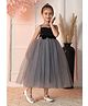 Toy Balloon Kids Satin Knit Sleeveless Sequins  Embellished & Floral Applique Detailed Gown - Grey