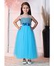 Toy Balloon Kids Satin Knit Sleeveless Sequins Embellished & Floral Applique Detailed Gown - Aqua Blue