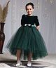 Toy Balloon Kids Net Woven Three Fourth Sleeves Bow Applique Detailed High Low Dress - Green
