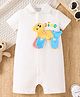 Mark & Mia Cotton Half Sleeves Romper with Dino Print & Applique - White