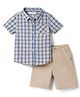 Babyhug Cotton Woven Half Sleeves Checks Shirt & Shorts Set - Multicolor