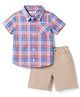 Babyhug Cotton Woven Half Sleeves Checks Shirt & Shorts Set - Multicolor