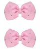 Aye Candy Stone Embellished Bow Applique Detailed Alligator Hair Clip - Pink