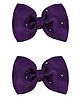 Aye Candy Stone Embellished Bow Applique Detailed Alligator Hair Clip - Purple