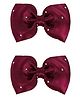 Aye Candy  Stone Embellished Bow Apllique Detailed Alligator Clip - Maroon