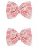 Aye Candy Checked Sequins Embellished Bow Applique Detailed Alligator Hair Clip - Pink