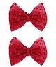 Aye Candy Glittered Bow Applique Detailed Alligator Clips - Dark Pink