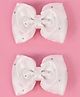 Aye Candy Stone Embellished Bow Apllique Detailed Alligator Clip - White