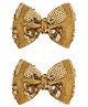 Aye Candy Bow Applique Detailed Sequins Embellished Hair Clips - Gold