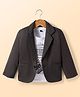 Rikidoos Cotton Knit Full Sleeves Blazer with Text Printed T-Shirt - Dark Grey & White
