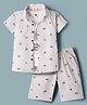 Rikidoos Cotton Knit Half Sleeves Bike Printed Co-Ord Shirt & Shorts Set with T-Shirt - White & Light Grey