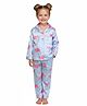 Pyjama Party Cotton Woven Full Sleeves Flamingo Printed Coordinating Shirt & Pajama Nightsuit - Blue