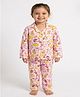 Pyjama Party Cotton Rayon Woven Full Sleeves Beach Theme Printed Coordinating Nightsuit - Pink
