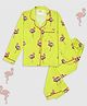 Pyjama Party Cotton Rayon Woven Full Sleeves Flamingo Printed Coordinating Night Suit  - Green