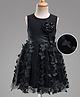 Mark & Mia Woven Sleeveless Asymmetrical Party Dress With Floral & Butterfly Applique - Black