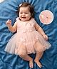 Mark & Mia Woven Sleeveless Party Frock Style Onesie With Butterfly Applique - Pink