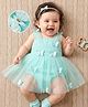 Mark & Mia Woven Sleeveless Party Frock Style Onesie With Butterfly Applique - Sea Green