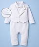 Mark & Mia Woven Full Sleeves Solid Party Romper With Bow Applique - White