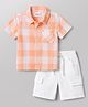 Babyhug Cotton Woven Half Sleeves Checks Shirt & Shorts - Multicolor