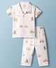 Pink Rabbit Interlock Knit Half Sleeves Bunny & Vehicles Printed Co-Ords Shirt & Pyjama Night Suit - Beige
