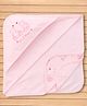 Pink Rabbit Interlock Knit Towel & Wrappers With Teddy Bear & Small Hearts Print L 82.5 x B 80 cm - Light Pink
