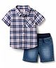 Babyhug Cotton Woven Half Sleeves Checked Shirt & Denim Shorts Set - Multicolor