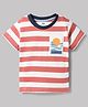 Pink Rabbit Sinker Knit Half Sleeves T-Shirt With Summer Patch - Red