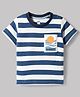 Pink Rabbit Sinker Knit Half Sleeves T-Shirt With Summer Patch - Blue