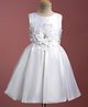 Bluebell Cotton Knit Sleeveless Net Frock With Bow Applique - Off White