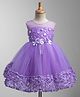 Bluebell Cotton Knit Sleeveless Net Frock With Bow Applique - Purple