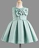 Bluebell Silk Woven Sleeveless Party Dress with Bow Applique - Sea Green
