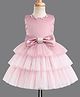 Bluebell Satin Woven Sleeveless Party Dress with Bow Applique & Pearl Detailing - Pink