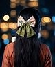Funkrafts Floral Printed Colour Blocked Bow Applique Detailed Alligator Hair Clip - Green