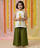 Jilmil Cotton Silk Knit Sleeveless Floral Embroidered Top & Palazzo Set - White