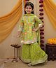 Jilmil Cotton Knit Three Fourth Sleeves Lace Embellished Floral Printed Anarkali & Sharara Set With Dupatta - Green