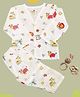 Tittertots Organic Cotton Knit Full Sleeves Animals Printed Coordinating Shirt & Pant Night Suit - Multi Colour