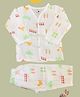 Tittertots Organic Cotton Knit Full Sleeves Carrots Printed Coordinating Shirt  & Pant - Multi Colour