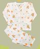 Tittertots Organic Cotton Knit Full Sleeves Floral Printed Coordinating Shirt & Pant Night Suit - Multi Colour