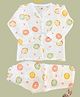 Tittertots Organic Cotton Knit Full Sleeves Donuts Printed Coordinating Shirt & Pant Night Suit - Multi Colour