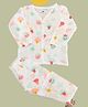 Tittertots Organic Cotton Knit Full Sleeves Vegetables Printed Coordinating Shirt & Pant Night Suit - Multi Colour