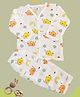 Tittertots Organic Cotton Knit Full Sleeves Animals Printed Coordinating Shirt & Pant Night Suit - Multi Colour