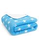 Bumpers Printed Single Fleece Blanket for AC Room (Woollen Blend, Sky Blue)